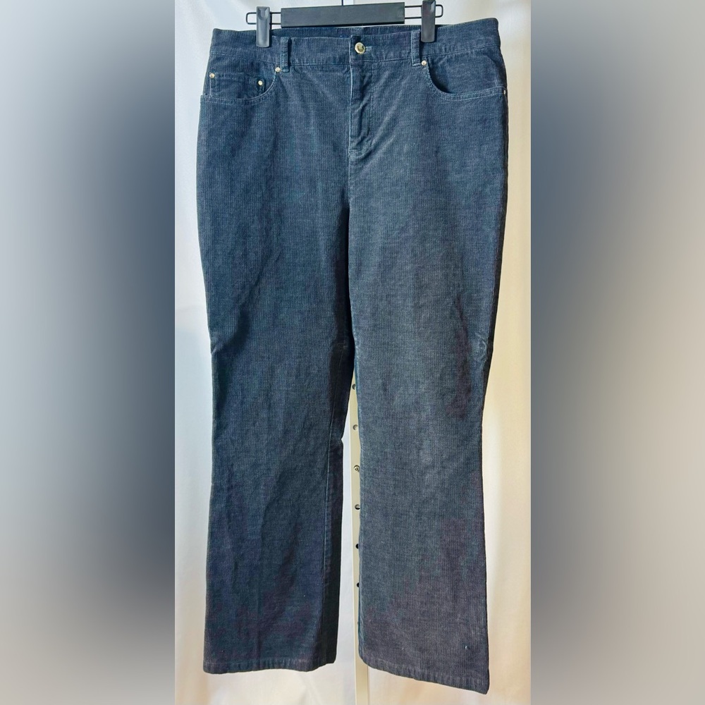 Jones New York Signature Charcoal Gray‎ Stretch Straight Boot Corduroy Pants 12